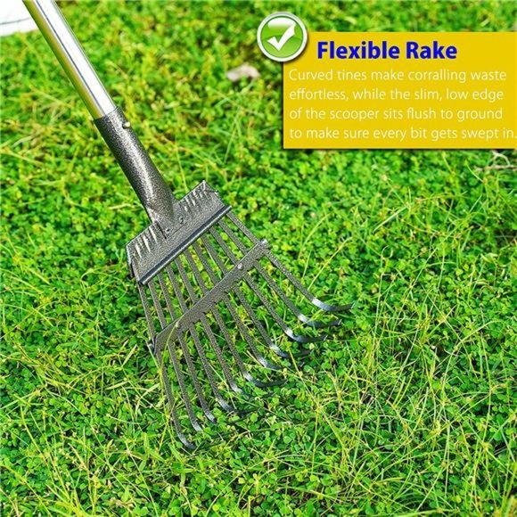 Large & Small Dog - Stainless Dog Pooper Scooper w/ 37.4" No Bending Long Handle - Picture 4 of 6